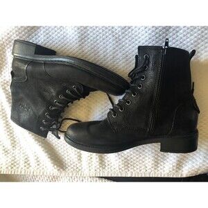 Josef Seibel Selen Shoes Women 36 Booties Black Leather Lace Up Casual Mid Boots